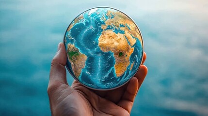 A hand holding a globe, symbolizing connection, exploration, and the beauty of our planet.