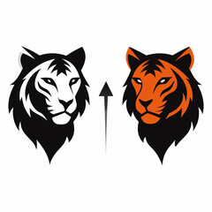  Two Tiger head silhouette vector illustration 