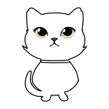 Line Drawing of Cat and Cats Doodles Set