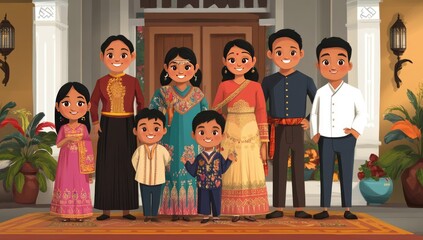 Family portrait in traditional clothing.