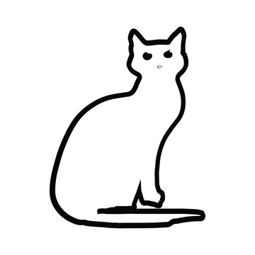 Line Drawing of Cat and Cats Doodles Set