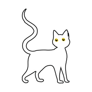 Line Drawing of Cat and Cats Doodles Set