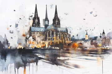 Watercolor dome of Cologne, Germany