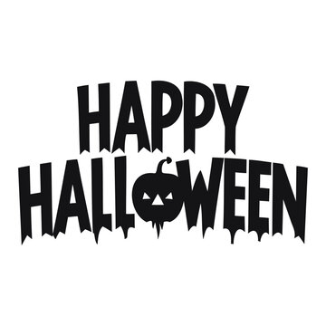 Happy Halloween typography horror text Design with bats, spiders, and pumpkin