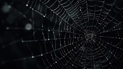 Intricate Black and White Spider Web: Macro Close-up of Delicate Arachnid