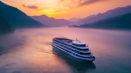 Poster - A large cruise ship floating on top of a body of water