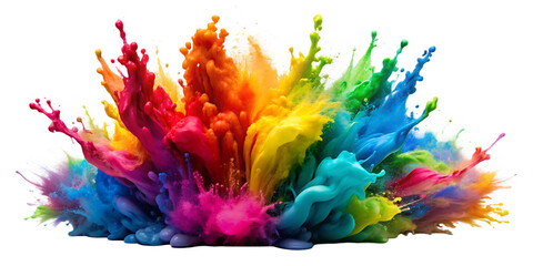 colorful paint explosion isolated on white background.AI GENERATED