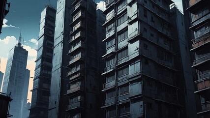 retro style anime dark and gritty facades background