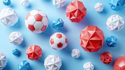 Wall Mural - Abstract Soccer Balls and Geometric Shapes