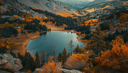 Wall Mural - a dome mountain with autumn foliage and a serene alpine lake