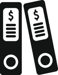 Poster - Black and white vector illustration of two office binders containing financial documents