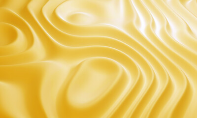 Poster - Stylish background. Yellow wavy liquid. Light paint surface. Elegant background. Stylish backdrop. Yellow texture. Pattern with liquid. Background for advertising banner. 3d image.