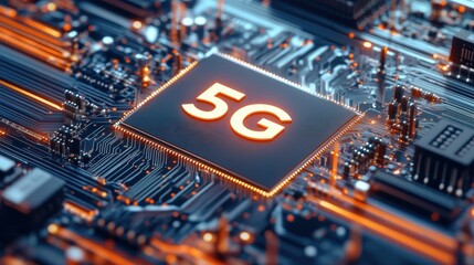 Poster - A computer chip with the number 5G on it
