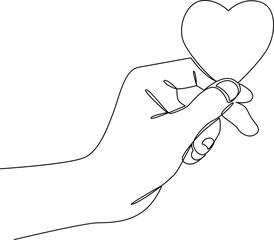 Canvas Print - Love in hand one line art vector illustration