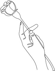 Canvas Print - Hand holding flowers one line art vector illustration