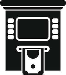 Poster - Black silhouette icon of an atm dispensing banknotes