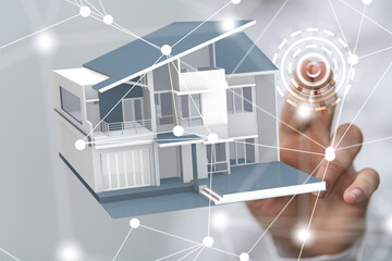 Poster - home choice Big data and artificial intelligence concept. Machine learning and cyber mind domination