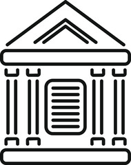 Poster - simple line art icon of a courthouse building with columns, symbolizing law, justice, and the legal 