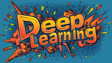 Aufkleber - Comic book style text with explosions, showcasing the power and potential of cutting-edge deep learning technology