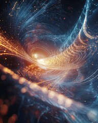 Wall Mural - A dynamic illustration of sound waves forming intricate patterns, merging with cosmic energy to enhance meditation, with detailed lighting and a three-dimensional feel