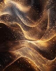 Wall Mural - A dynamic illustration of sound waves forming intricate patterns, merging with cosmic energy to enhance meditation, with detailed lighting and a three-dimensional feel