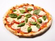 © amankris99 - Delicious pizza topped with tomatoes, mozzarella cheese, and fresh basil leaves on a crisp crust.