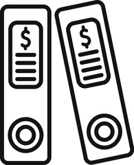 Poster - line art style icon of two office folders containing financial information