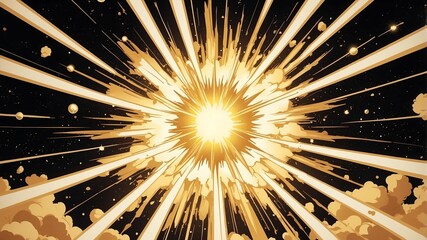 Wall Mural - retro style anime gold explosion only for background