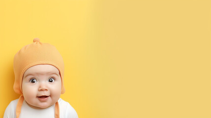 Cute Baby on Solid Background with Ample Copy Space