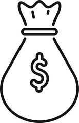 Sticker - Simple vector icon of a bag with a dollar sign on it, representing saving money, finance, and wealth