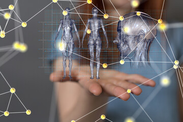 Wall Mural - medical network connection with modern virtual screen, medical technology network concept.