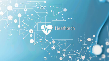 Poster - complex network linking medical symbols and data, representing the future of healthcare technology a