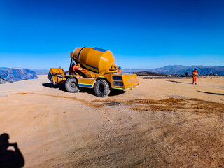 Construction machinery and concrete works in mining