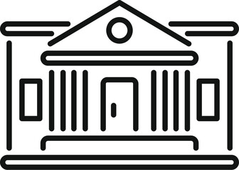 Poster - line drawing of a courthouse building with columns representing justice