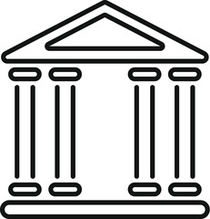 Poster - simple black and white icon of a building with columns representing a courthouse symbol