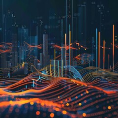 Poster - Abstract Digital Landscape with Data Visualization