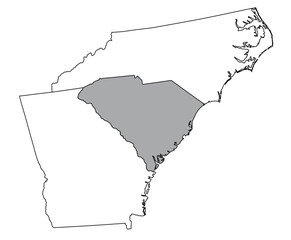 Wall Mural - The U.S. state of South Carolina with neighboring states