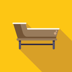 Wall Mural - Wooden dog bed being isolated on yellow background with long shadow