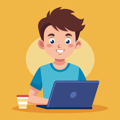 Wall Mural - ek ladki laptop chalate hai vector illustration