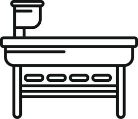 Poster - Outline icon of a cashier standing at the cash register scanning products