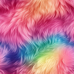 Vibrant rainbow fur texture offers a soft, multicolor pattern perfect for creative designs. This fluffy, gradient background adds a playful and stylish touch. Ideal for trendy digital art.