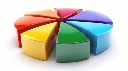 Poster - Multicolored 3D pie chart with investment analysis elements, financial clipart, white background