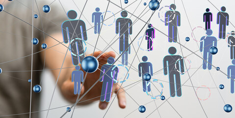 neural network concept. connected cells with links.