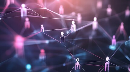 Poster - Abstract network of people connected by lines and dots, showing a sense of community.
