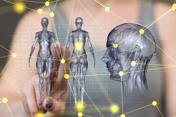 Poster - digital medical futuristic interface 3D rendering