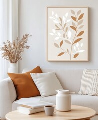 Wall Mural - Colorful leaf patterns on a textured background