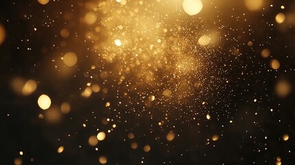 Wall Mural - Abstract Golden Dust and Bokeh Lights on a Dark Background