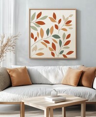 Canvas Print - Colorful leaf patterns on a textured background