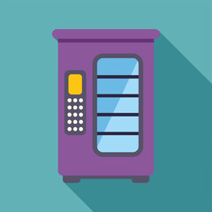 Poster - Purple vending machine is standing against a wall, with a long shadow stretching to the right