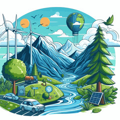 Poster - This vector image shows the importance of the environment.

